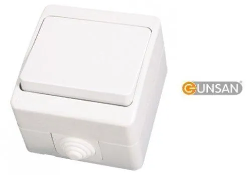 IP54 Schalter Lichtschalter Feuchtraum Aufputz Weiss Innen Außen 1071100100101