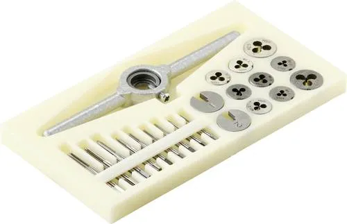 TOOLCRAFT TO-7106694 Einschnittgewindebohrer-Set 30-teilig HSS - Gewindebohrer & -schneider für den Modellbau, inklusive Rammhalter und umfangreicher Gewindemaße von M1 bis M2.5, ideal für präzise Gewindeschneidarbeiten.