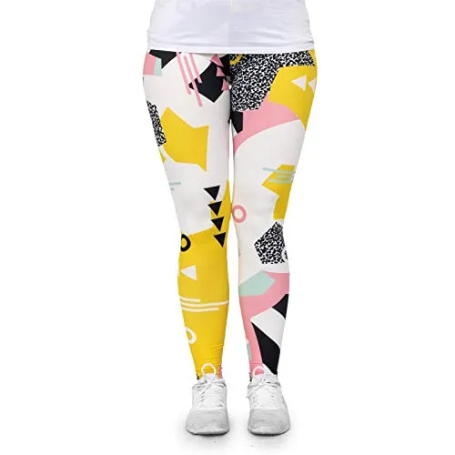 cosey - Neon Line Leggings - knallige Farben- in verschiedenen Leuchtend bunten Designs (Einheitsgröße) (Pop Neo-Geo)