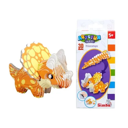 Simba Art and Fun 3D Modell Triceratops, Dinosaurier zum Zusammenstecken, einfacher Zusammenbau, ab 5 Jahren