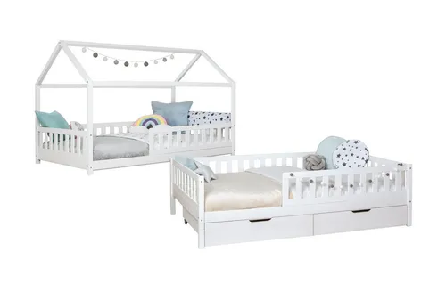 TiCAA 2 in 1 Hausbett Duo – wandelbar mit abnehmbaren Dach von TiCAA