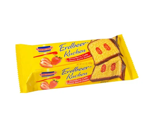 KuchenMeister Kuchen, KuchenMeister Erdbeer Kuchen mit kakaohaltiger Fettglasur 400g