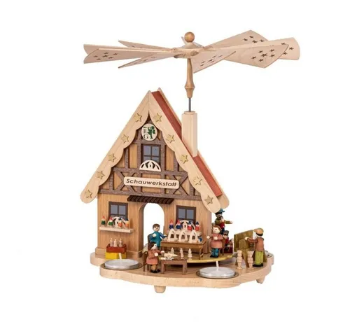 Richard Glaesser Weihnachtspyramide Teelichtpyramide aus Holz - Hochwertige Handwerkskunst aus dem Erzgebirge, 29 cm hoch, ideal für stimmungsvolle Weihnachtsdekoration im Innenbereich.
