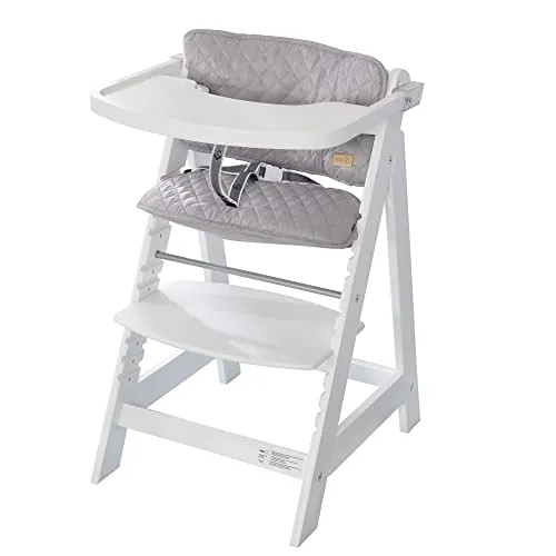 roba Bundle „roba Style” - Mitwachsender Treppenhochstuhl mit Sitzverkleinerer - Hochstuhl-Set mit abnehmbarem Schutzbügel und verstellbaren Sitzplatten, ideal für Kinder bis 50 kg. Sicherheit nach EN 14988-1+2:2006+A1:2012, pflegeleichte Materialien.
