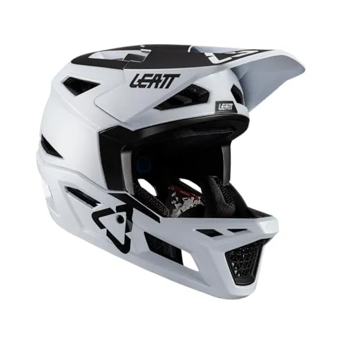 Leatt Casque MTB Gravity 4.0 - Weiß, S 55-56cm - Fahrradhelm mit 360° Turbine Technologie für 30% weniger vertikale Kräfte und 40% weniger Drehkräfte. Optimale Belüftung durch 22 Kanäle und sicherer magnetischer Kinnriemen.