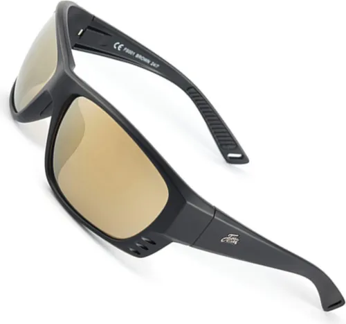 Fortis Finseeker Brown 247 Gold Xblok - Polarisationsbrille für Angler - Sonnenbrille mit UV400 Schutz und Antireflexionsbeschichtung, ideal für Angler. Leichter TR90-Nylonrahmen mit Belüftungsöffnungen und braunem Glas mit goldfarbener Verspiegelung.