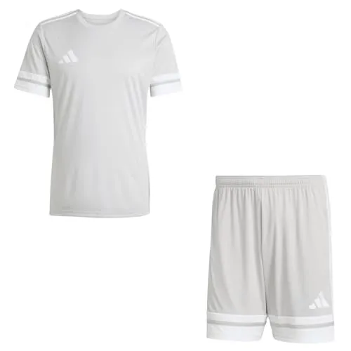 adidas Herren Set Trikot + Hose Squadra 25 Team Light Grey/White XXL - Fußball-Trainingstrikots für Herren, bestehend aus Trikot und kurzer Hose mit feuchtigkeitsabsorbierender AEROREADY Technologie für ein trockenes Tragegefühl.