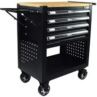 TRUTZHOLM Werkstattwagen mit 4 Schubladen - Robuster Werkstattwagen auf Rollen mit einer stabilen Hartholzplatte – ideal für die mobile Werkstatt und vielseitige Anwendungen.