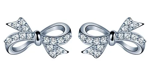Unendlich U Modisch Schleife Damen Mädchen Ohrstecker 925 Sterling Silber Zirkonia Stecker Ohrringe Ohrschmuck, Silber