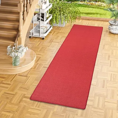 Snapstyle Sisal Natur Läufer Teppich Astra Rot - Läufer aus 100% Sisal, rutschhemmend mit Naturlatex-Rücken, ideal für Parkett und Fußbodenheizung, in 9 Größen erhältlich.