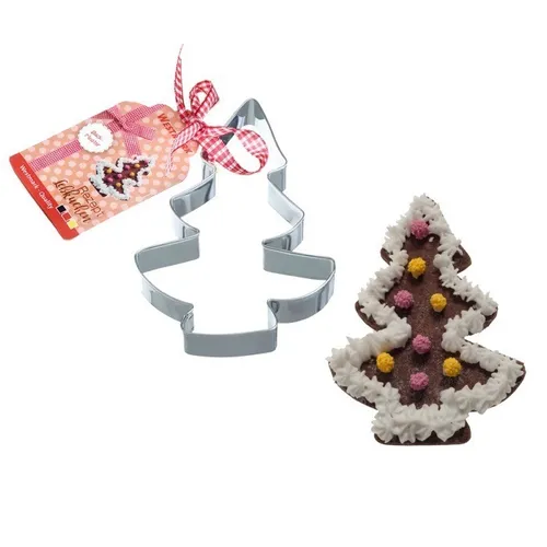 Ausstechform -Tannenbaum - 12 cm hoch, Lebkuchen Rezept, rostfreier Edelstahl.