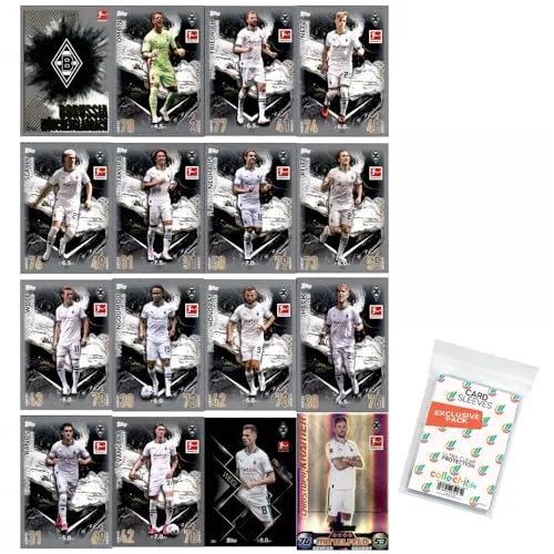 Bundle mit Topps Match Attax Bundesliga - 2023/24 - Mannschaftspaket - Borussia MÖNCHENGLADBACH + Exklusive Collect-it Hüllen