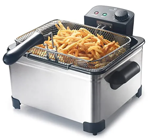 SENYA Elektrische Fritteuse, abnehmbarer Behälter, Edelstahl, 5 l, großes Fassungsvermögen, 3 herausnehmbare Körbe, 2000 W, Family Fryer, SYCK-DF009