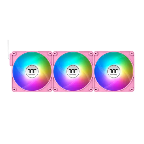 Thermaltake CT140 EX ARGB Pink - 3er Set - Gehäuselüfter mit MagForce 2.0 für optimales Kabelmanagement, verbesserter Luftzirkulation und leisen Betrieb dank Vibrationsdämmung. Atemberaubende RGB-Effekte steuerbar über Mainboard-Software.