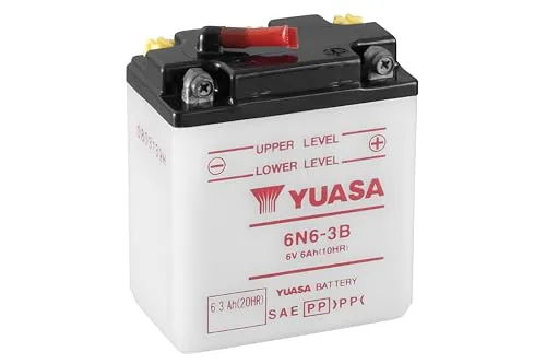 YUASA 6N6-3B Batterie ohne Säurepack - Motorradbatterie mit hoher Startleistung, speziell entwickelt zum Schutz vor Leckagen und Korrosion, ideal für zuverlässige Leistung auf der Straße.