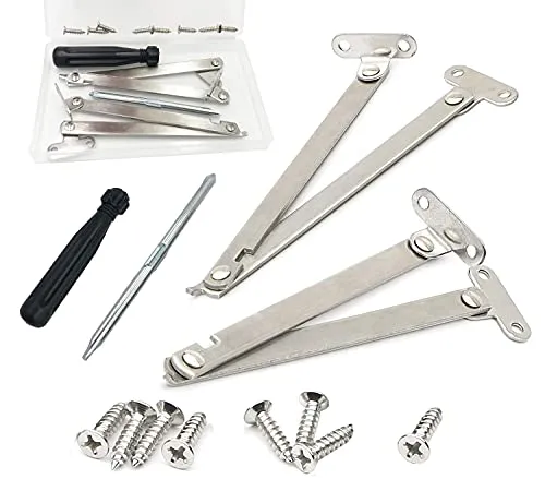 Nuyoah Klappenhalter Klappenbeschlag Klappscharnier Klappenschere Klappenstütze Edelstahl Klappenscharnier für Möbel Tür Deckelstütze, Scharnier Schranktür (2 Stück)