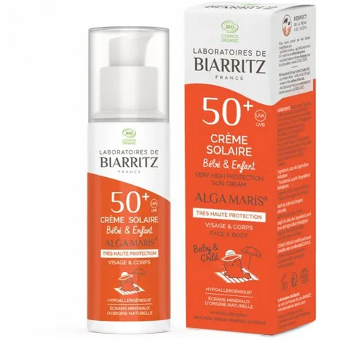 Alga Maris Sonnencreme Kinder Bio LSF 50 - Höchster Schutz für empfindliche Haut - Sonnenschutzmittel mit Bio-Zutaten, bietet LSF 50 und UVA/UVB-Schutz, ideal für die empfindliche Kinderhaut.
