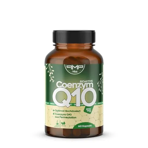 PMP-Europe® Coenzym Q10 200 mg je Kapsel – 60 Kapseln, Vegan und in Deutschland produziert, laborgeprüft. Mit bioidentischem Ubichinon aus pflanzlicher Fermentation