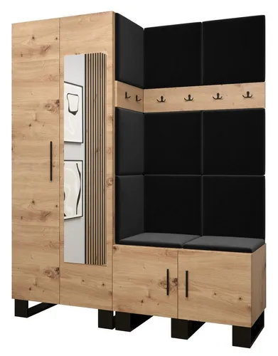 ABIKS MÖBEL Garderoben-Set ARTIN Set 14 mit gepolsterten Paneelen - Moderne Garderobe im industriellen Design mit gepolsterten Paneelen für eine stilvolle und funktionale Flurgestaltung. Bietet viel Stauraum und schützt die Wand vor Beschädigungen.