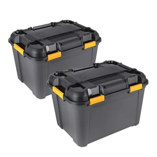 Kreher® Bunker Tough Aufbewahrungsbox mit Deckel - IP67 wasserdicht & schlagfest für Outdoor & Garage - Robuste Aufbewahrungsbox für Werkzeug und Ausrüstung. Ideal für Keller, Garage oder Camping. IP67-zertifiziert für optimalen Schutz vor Nässe und Staub. Stapelbar und praktisch für vielseitige Anwendungen.
