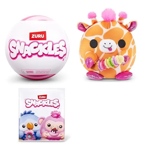 Snackles 13 cm großes Plüschspielzeug Serie 1 von ZURU, Plüschspielzeug mit Snack-Accessoire, Core Non Licensed