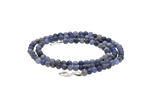 Lebensquelle Plus Kette ohne Anhänger Edelstein Kugelkette + 925 Silber Verschluss, Ø 4mm Kugeln 45cm lang