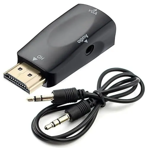 Ziyan HDMI zu VGA Konverter Audiokabel Auflosung Video Kompaktadapter Adapter mit Audio Übertragung 3,5mm Klinke Audio Buchse Vergoldete Kontakte