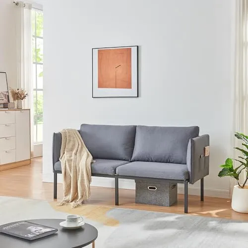 [en.casa] Sofa Kamar 2 Sitzer Couch - Platzsparendes Polstersofa in Dunkelgrau - Sofas & Couches - Kompakte Couch mit praktischem Design und abnehmbarem Bezug, ideal für kleine Räume und Haushalte mit Kindern oder Haustieren.