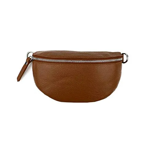 Made in Italy OBC Damen Leder Tasche Gürteltasche Crossbody Hüfttasche Bauchtasche Hüfttasche Umhängetasche Cross-Over Bodybag Schultertasche Handytasche Geldtasche Braun