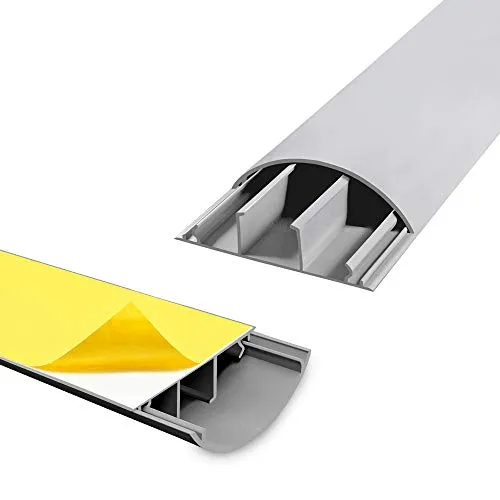 ARLI Kabelkanal Fussboden Kabelbrücke TV Wand 2X 1m halbrund selbstklebend 70 x 20 mm grau Boden Fußboden halbrund rund (2 Stück mit 1 m)