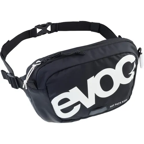 Evoc Kinder Hip Pack Hüfttasche 1L schwarz - Gürteltasche für Kinder, leicht und gut belüftet, mit Handyfach und reflektierenden Details für mehr Sicherheit beim Radfahren.