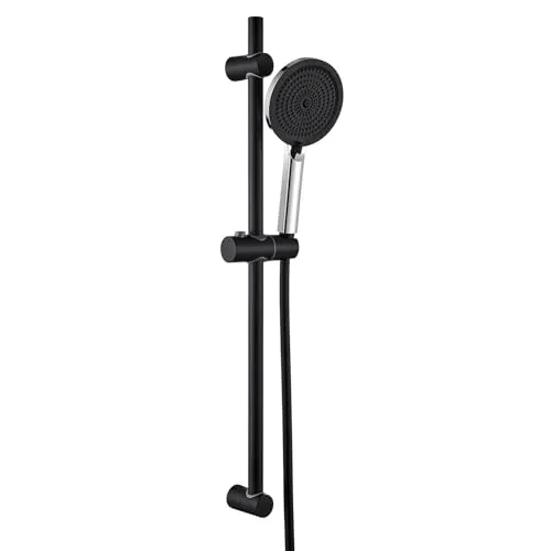 Auralum Duschstange mit Handbrause, Duschset mit Edelstahl-Duschstange 70cm, Duschkopf (4 Strahlarten), 150cm PVC-Duschschlauch & Halterung, Duschsystem Komplettset