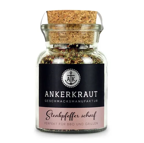 Ankerkraut Gewürz Steakpfeffer scharf, Steakpfeffer scharf, 70g im Korkenglas