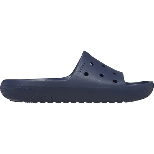 Crocs Unisex Classic Slide V2 Slide, Navy, 41/42 EU - Clogs & Pantoletten für Herren, leicht und komfortabel mit tiefem, geschlossenem Fußbett aus Croslite-Schaum für langanhaltenden Tragekomfort.