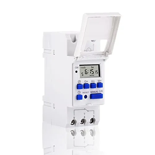 Akozon Digital Programmierbarer Timer, LCD-Display wöchentliche programmierbare AHC15A 220V Elektronische Relais 16on & 16off Timer Microcomputer Zeitschalter Timer Controller Switch(220V)