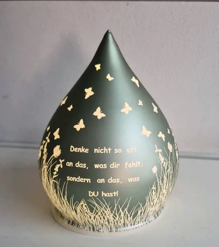 Deko Licht mit Spruch und Timer,Tropfen,grün, formano,13cm, Geschenk,Lampe, Neu