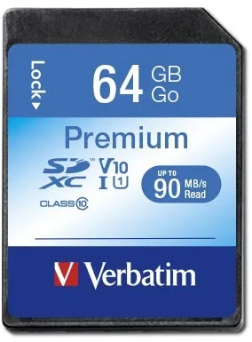 Verbatim SD-Card UHS-I SDXC Card Class 10 (64GB) - Speicherkarten: Schnelle Class 10 SD-Card mit 64GB Kapazität für blitzschnelle Datenübertragungen und zuverlässige Speicherung von Fotos und Videos.