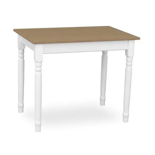 Metdrew Esstisch aus Holz | küchentisch 90x60 | holztisch | Tisch mit dekorativen Beinen | Esstisch für 2 Personen | Tisch klein küche | skandinavisch| küchentisch weiß| Tischplatte: Eiche Hell
