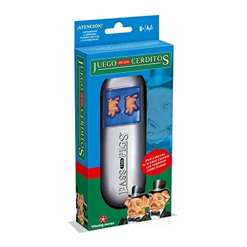 Winning Moves Spiel der Schweinchen im Würfelstil - Für alle ab 6 Jahren, für 2 und mehr Spieler. Werfen Sie die Schweinchen und überprüfen Sie, wie viele Punkte Sie erhalten haben!