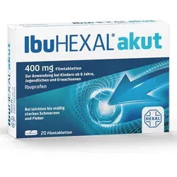 IbuHEXAL akut 400mg Schmerzmittel - Effektives Schmerzmittel zur Linderung von leichten bis mäßig starken Schmerzen und zur Unterstützung bei Fieber. IbuHEXAL akut 400mg bietet schnelle Hilfe bei alltäglichen Beschwerden.