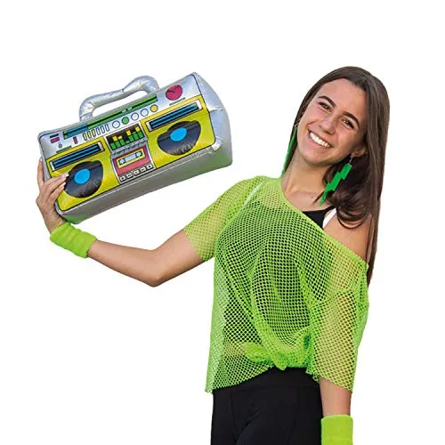 Oblique Unique® Boombox Radio aufblasbar Wasserspielzeug Badespielzeug für Pool Strand Sommer Badespaß Fasching Karneval Motto Party 80s 80er Jahre Deko