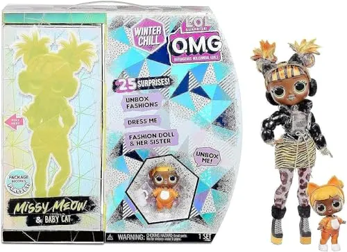L.O.L. Überraschung! OMG Winter Big Sister Missy Meow - Anzieh- & Modepuppen mit über 25 Überraschungen, inklusive der stylischen Missy Meow und ihrer kleinen Schwester, perfekt für kreatives Spielen im Winterwunderland!