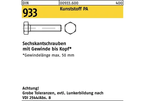 Reyher Sechskantschraube DIN 933 VG M 12 x 20 Polyamid naturfarben