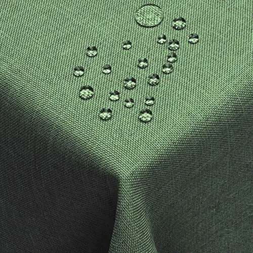 DecoHomeTextil Leinen Optik Tischdecke, Rechteckig 160 x 360 cm Dunkelgrün, wasserabweisend, fleckenabweisend, abwaschbar, Lotuseffekt, bügelfrei