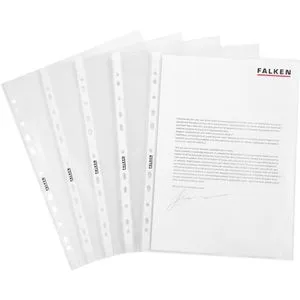 Falken Prospekthüllen Standard, 11298254F, A4, glasklar 0,06 mm, oben offen, 100 Stück