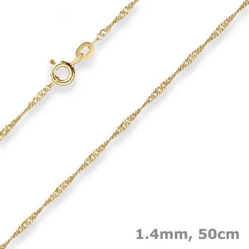 1,4mm Singapurkette aus 585 Gold – Elegante Halskette für Damen - Schicke 50 cm lange Singapurkette aus 14 Karat Gelbgold. Perfekte Ergänzung für jedes Outfit, neu und in hochwertiger Verarbeitung. Ideal für stilbewusste Frauen.
