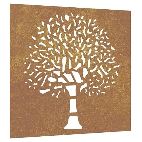 vidaXL Garten Wanddeko mit Baum-Design - Dekorative Zäune aus langlebigem Cortenstahl, wetterfest und wartungsarm – verwandelt deinen Garten in eine natürliche Oase.