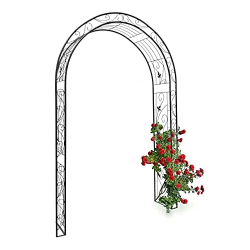 Rosenbogen Rankhilfe Klettertor - Witterungsbeständig und Dekorativ - Spaliere für Kletterpflanzen, ideal für Garten und Terrasse. Robuster Eisenbogen in Schwarz mit einer Höhe von 226 cm für beeindruckende Pflanzenarrangements.