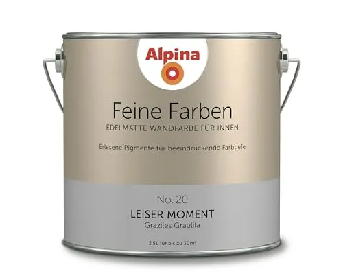 Alpina Feine Farben No. 20 Leiser Moment – edelmatte Innenfarbe - Farben für einzigartige Raumstimmungen, graziles Graulila mit beeindruckender Farbtiefe und einfacher Verarbeitung für perfekte Ergebnisse.