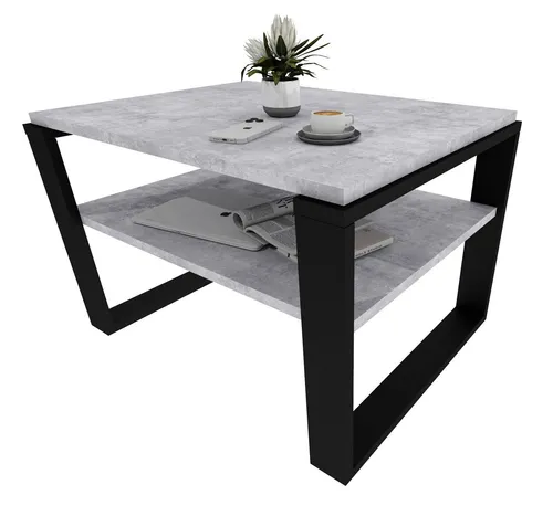 möbelkap Couchtisch 61×51 cm – Moderner Wohnzimmertisch in Beton Optik - Vielseitiger rechteckiger Couchtisch aus robustem Holzwerkstoff mit zusätzlicher Ablagefläche für Ordnung. Ideal für kleine Räume und urbanes Wohnen – stabil, langlebig und schnell montiert.